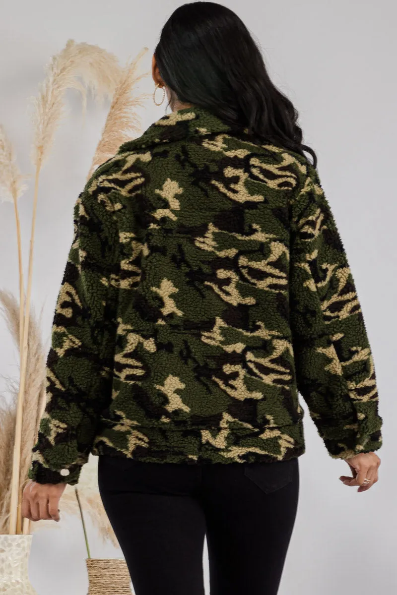 GSJ694A - Camo Print Fleece Jacket