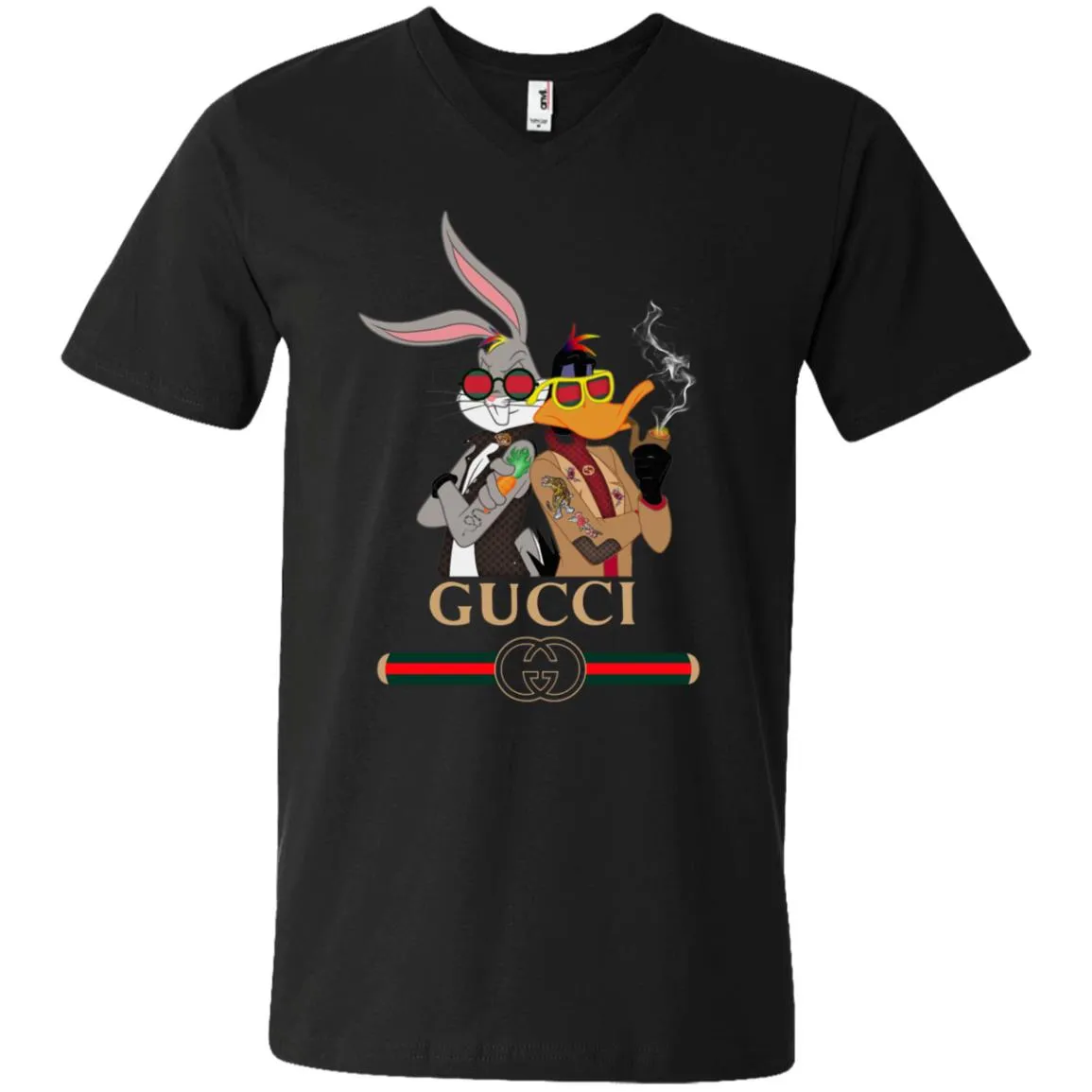 Gucci Trending T-shirt Rabbit And Donald T-shirt Men V-Neck T-Shirt