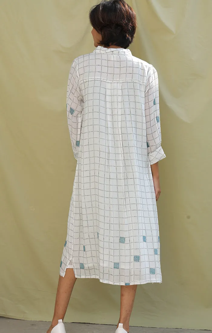 Hand Block Printed Sunny checks Shirt Dress