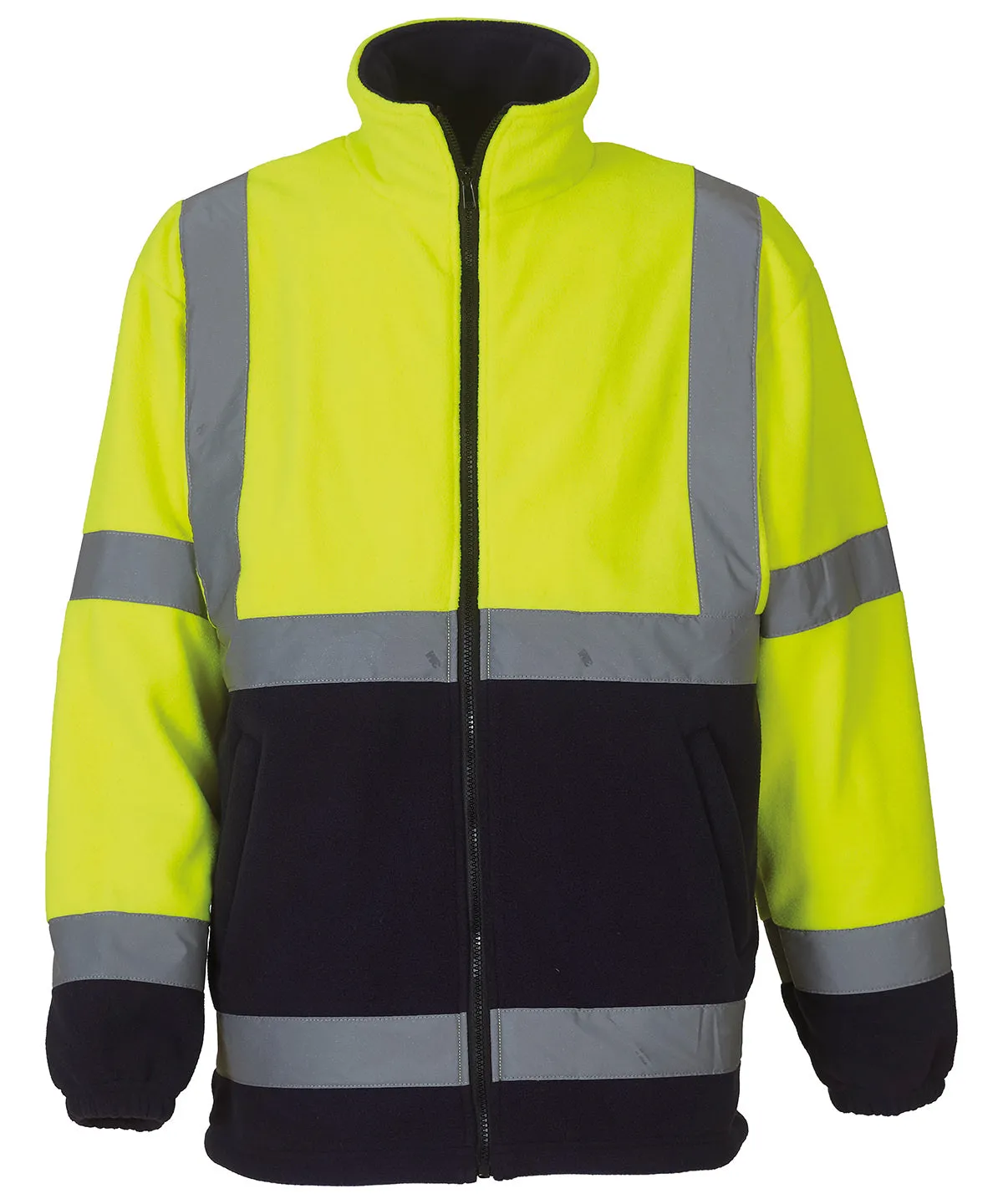 Hi-vis heavyweight fleece jacket (HVK08) | Yellow/Navy