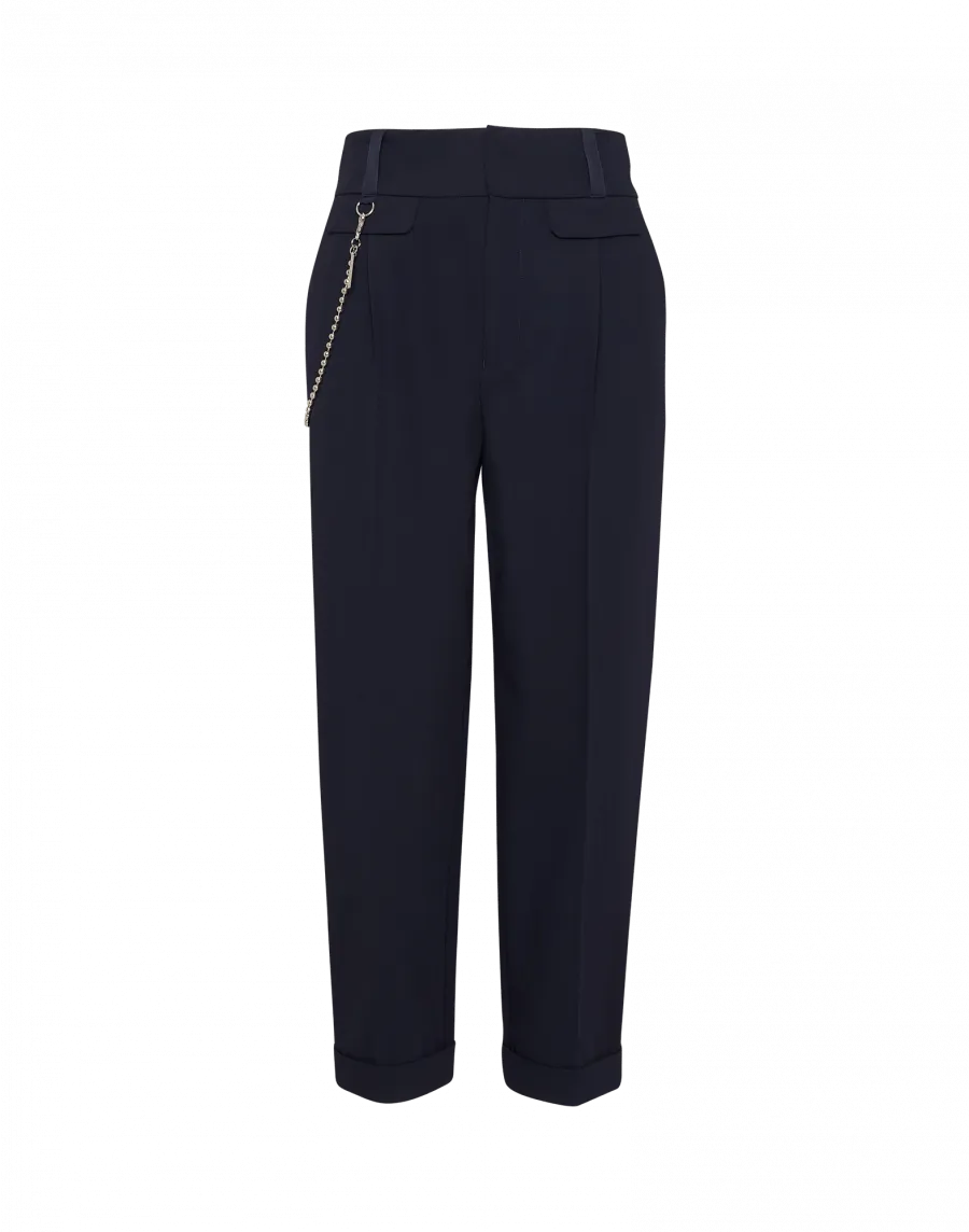 High Understated Navy Hip Chain Trouser