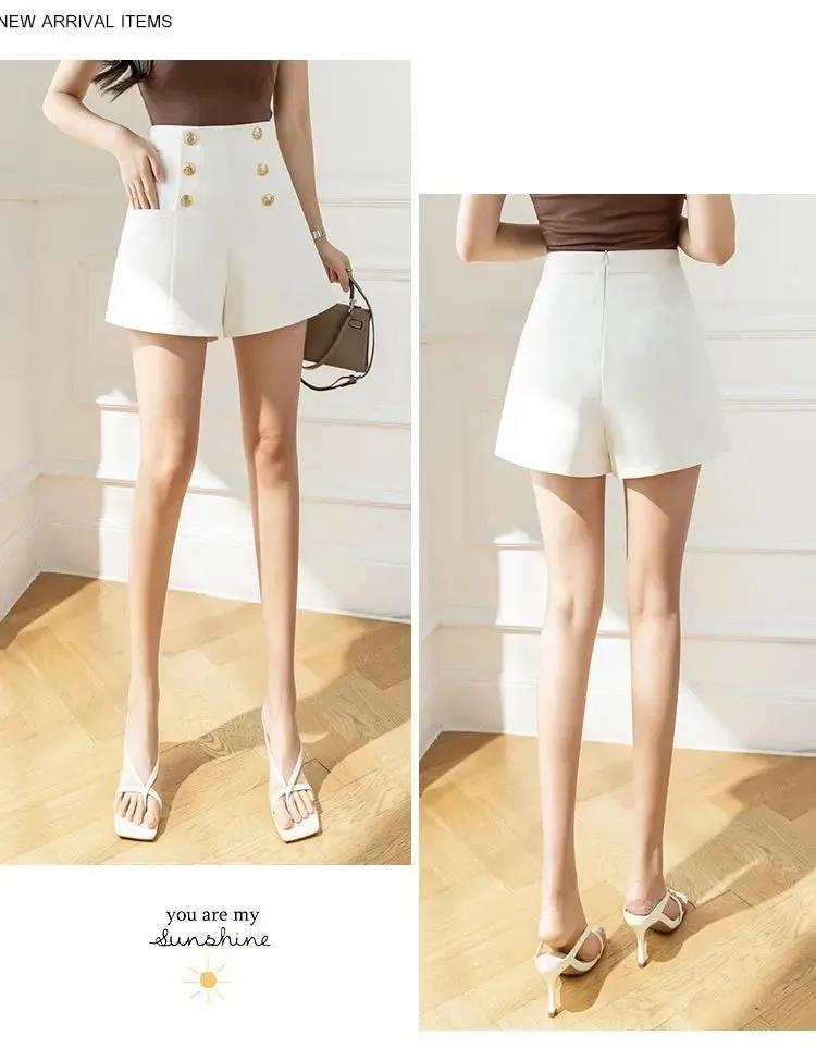 High Waist Suit Shorts Breasted Loose A- Line