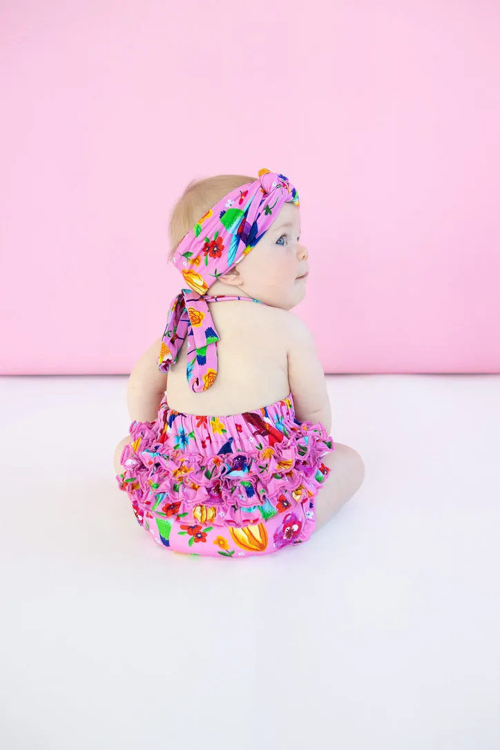 Hummingbird Floral Halter Bubble Romper