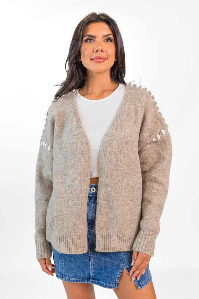 In Our Moment Taupe Stitch Detail Cardigan SALE