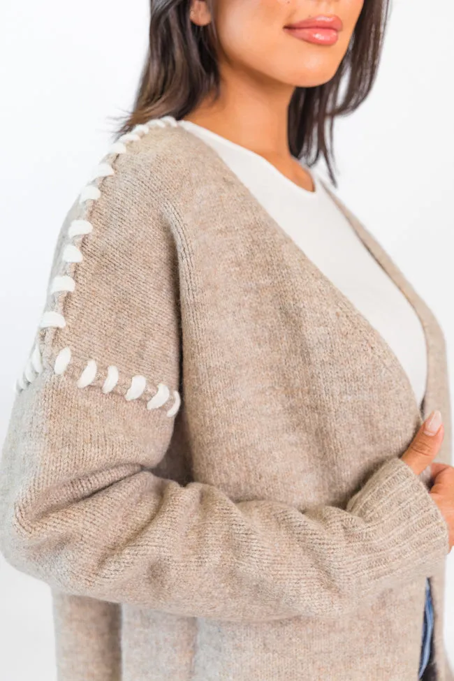 In Our Moment Taupe Stitch Detail Cardigan SALE