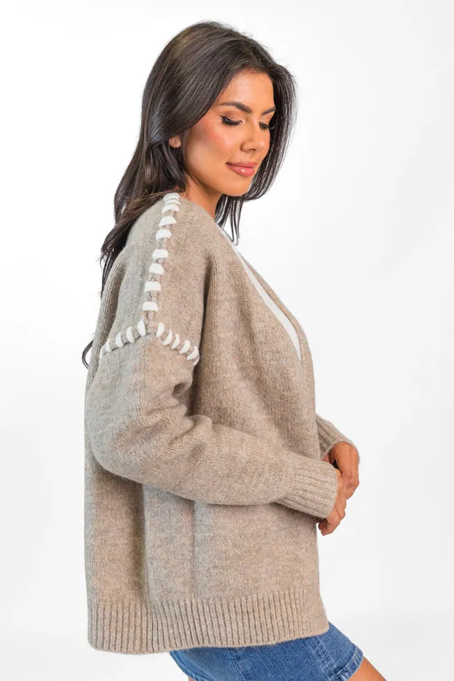 In Our Moment Taupe Stitch Detail Cardigan SALE