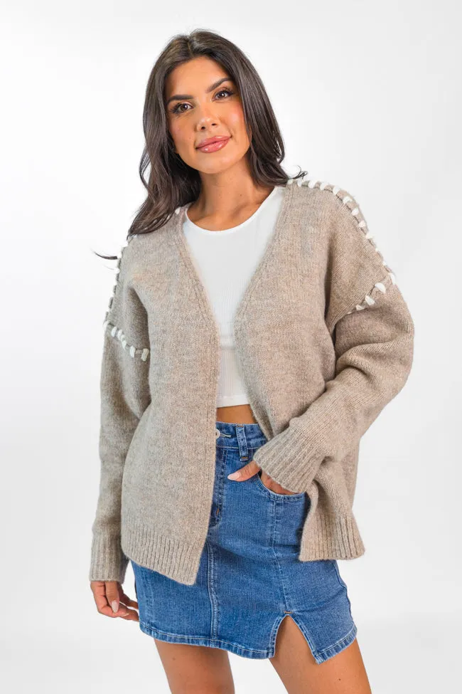 In Our Moment Taupe Stitch Detail Cardigan SALE