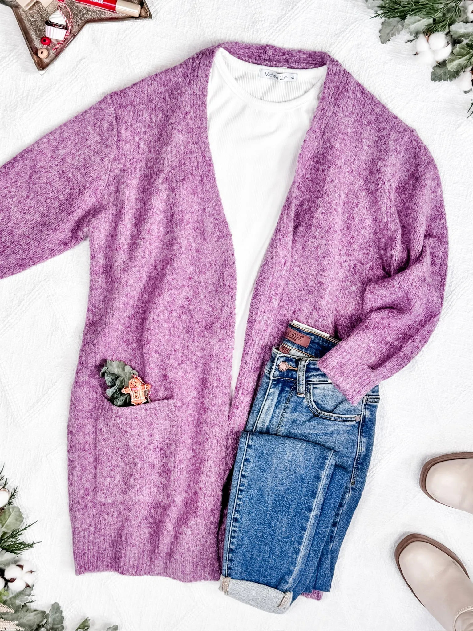 IN STOCK Madison Cozy Cardigan - Frosted Berry