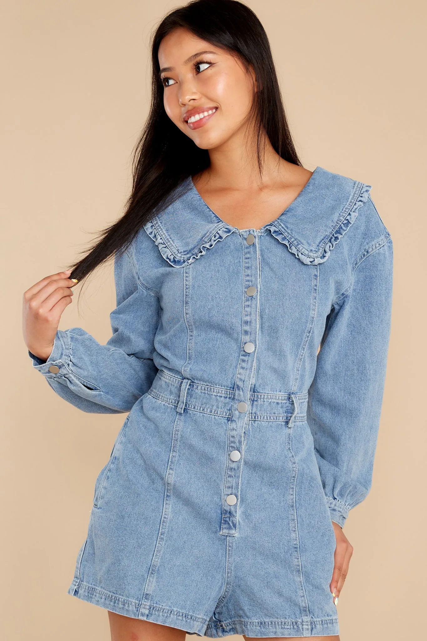 Instant Vacation Medium Wash Denim Romper