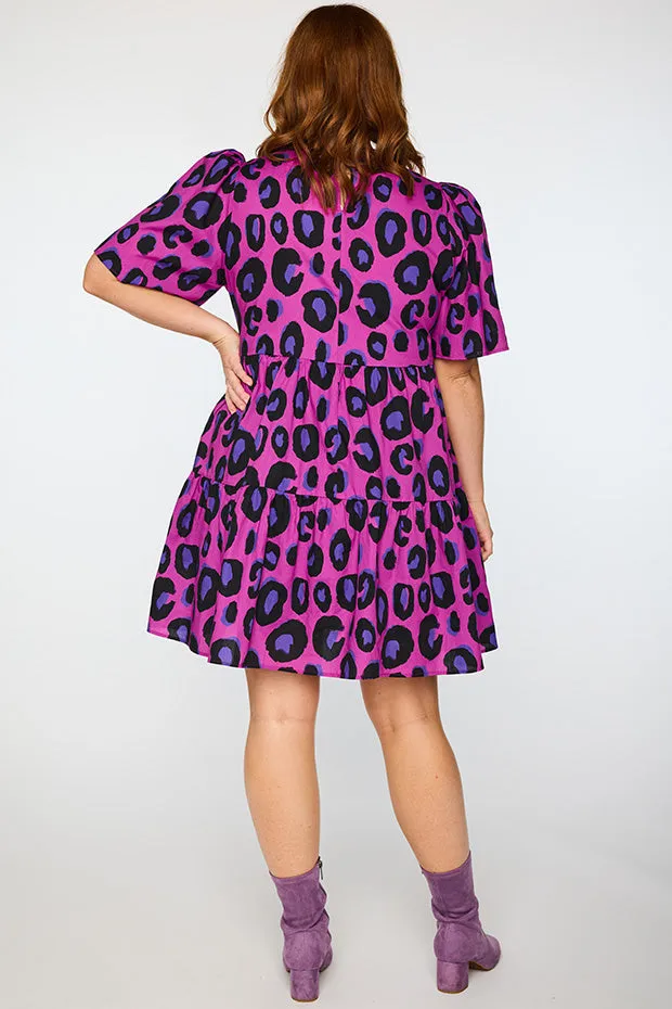 Isadora Purple Leopard Dress