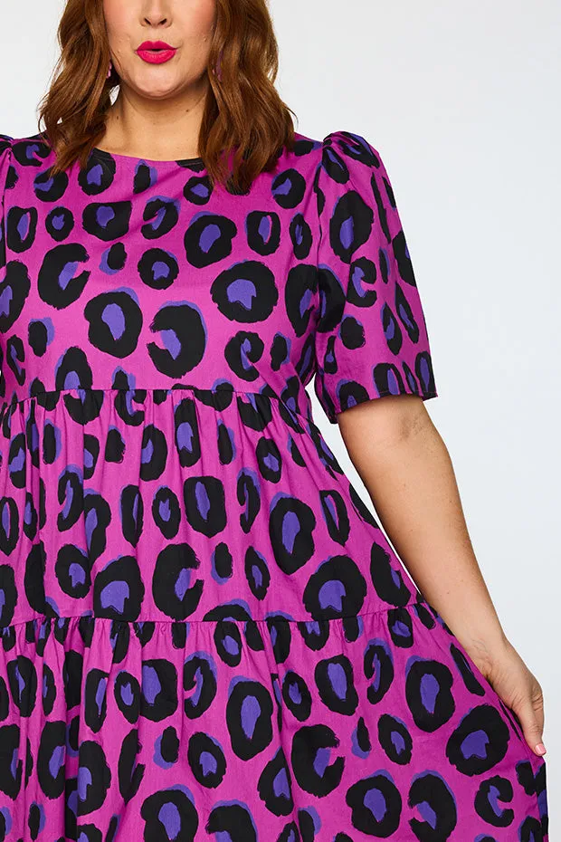 Isadora Purple Leopard Dress