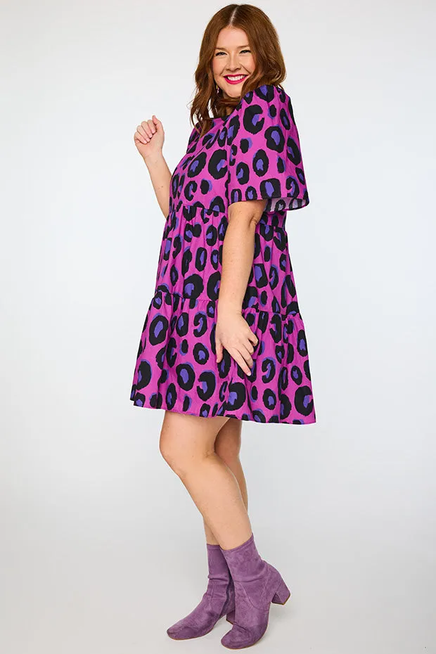 Isadora Purple Leopard Dress