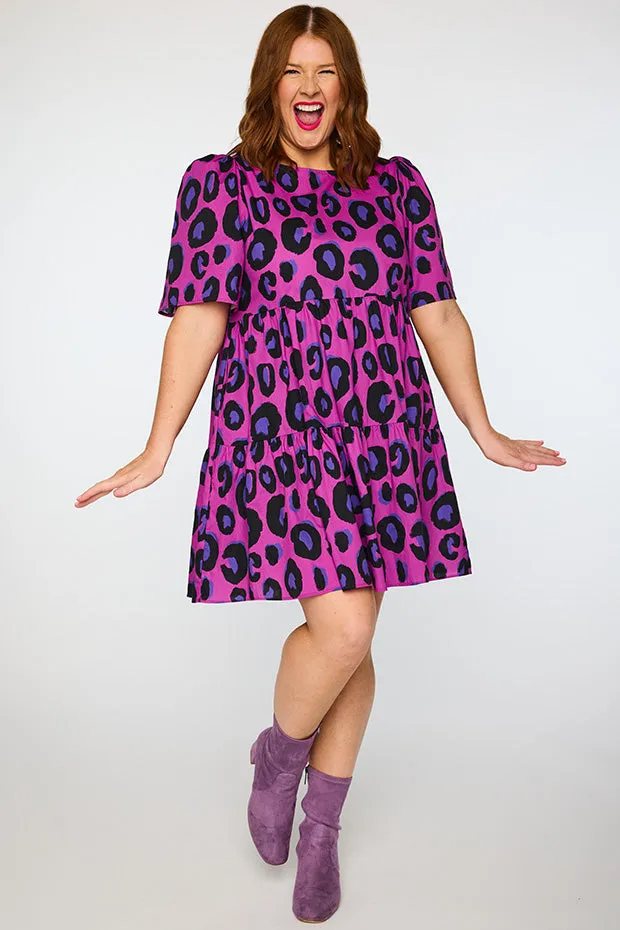 Isadora Purple Leopard Dress