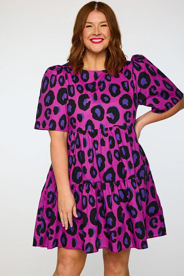 Isadora Purple Leopard Dress