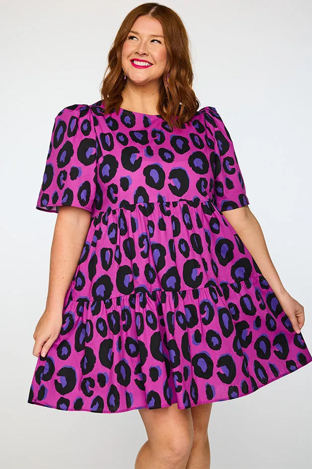 Isadora Purple Leopard Dress