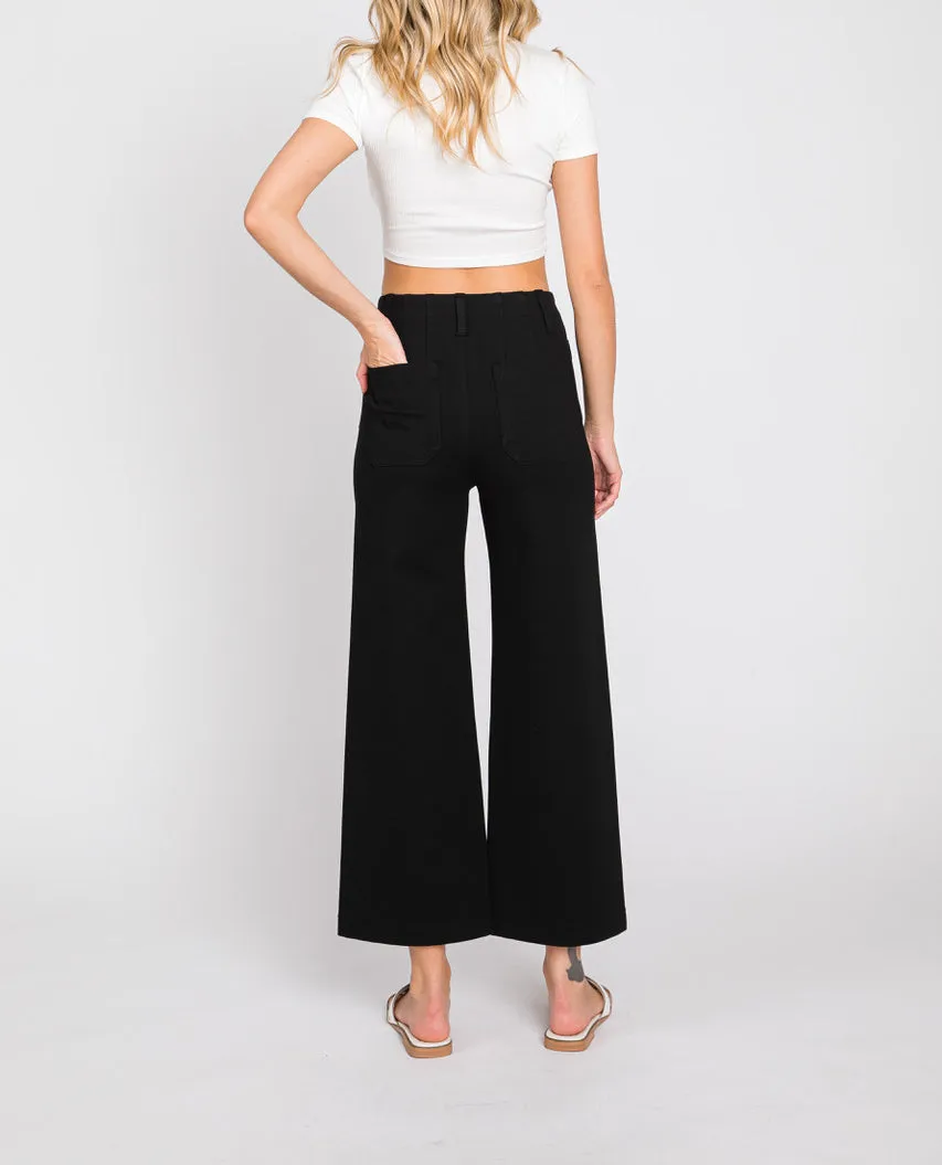 Jo Ponte Cropped Wide Leg Slacks