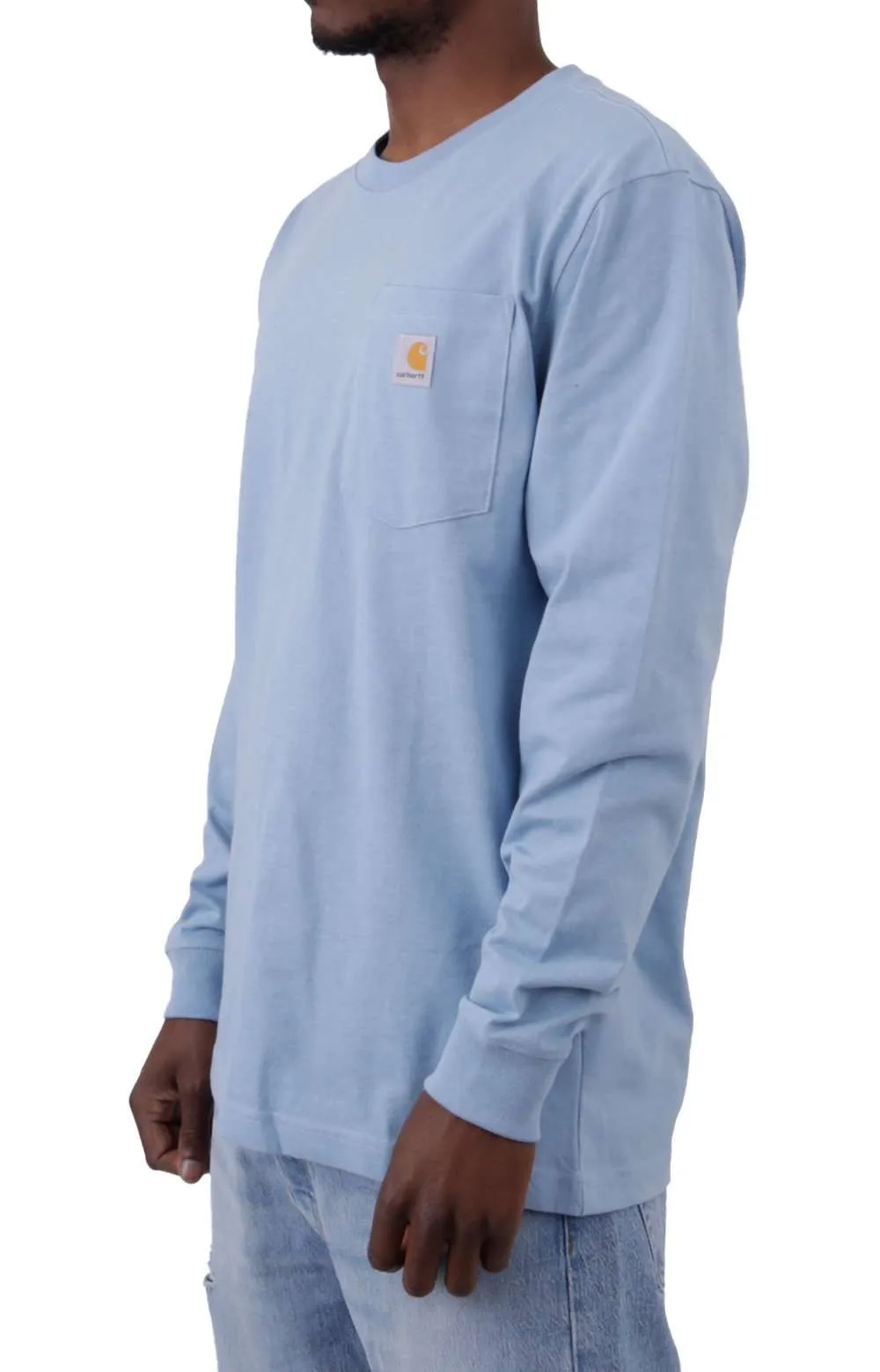 (K126) Long Sleeve Workwear Pocket Shirt - Alpine Blue Heather