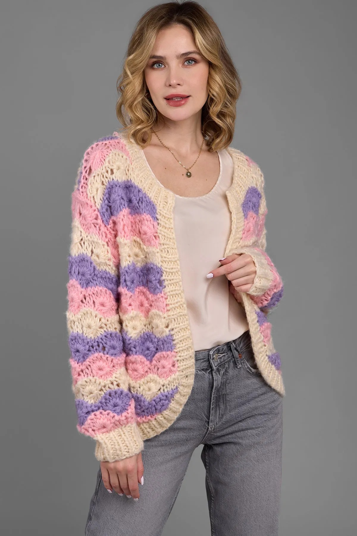 Knitted Pastel Rolling Hills Cardigan