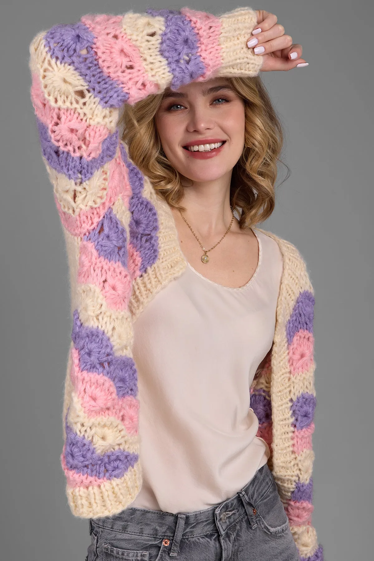 Knitted Pastel Rolling Hills Cardigan