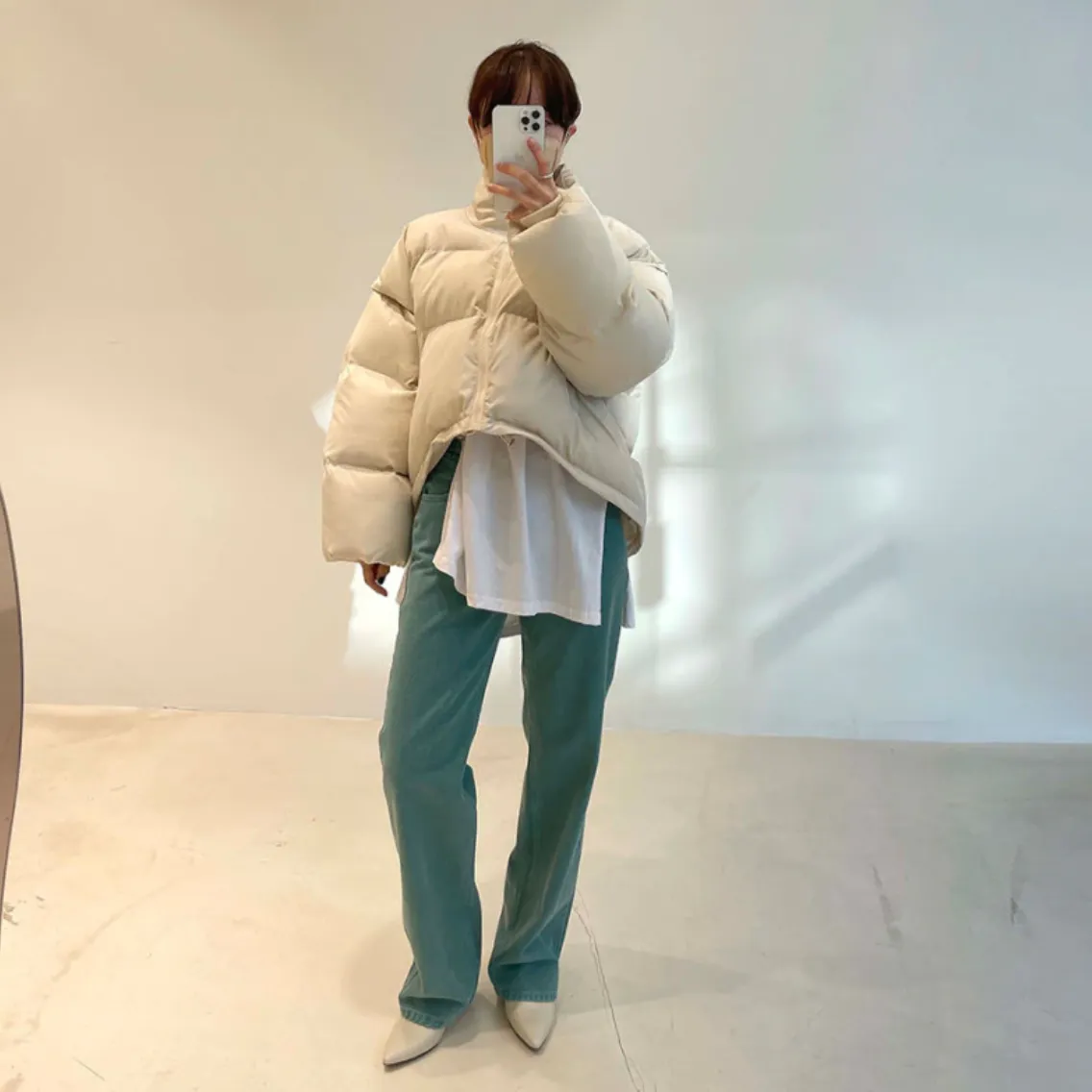 [Korean Style] 3 Colors Cozy Cropped Parka Puffer Jacket