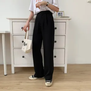 [Korean Style] Black Sesame Full Length Staight Wide Leg Pants