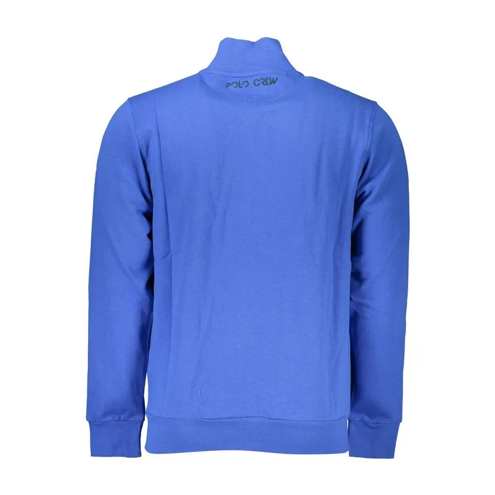 La Martina Elegant Blue Fleece Sweatshirt with Embroidery