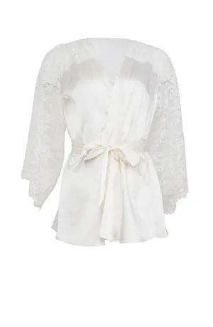 Lace Insert Angel Sleeve Robe