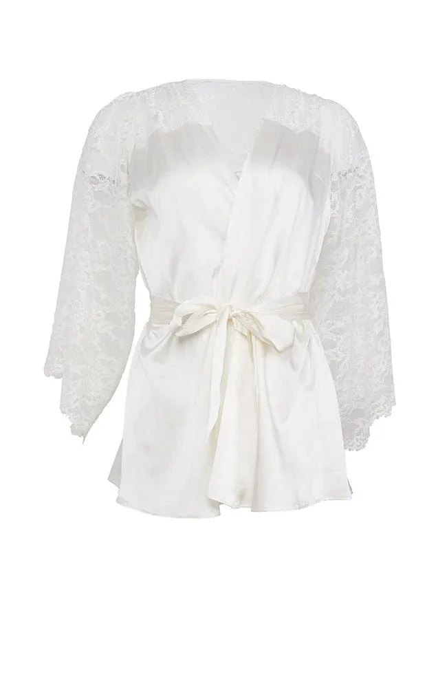 Lace Insert Angel Sleeve Robe