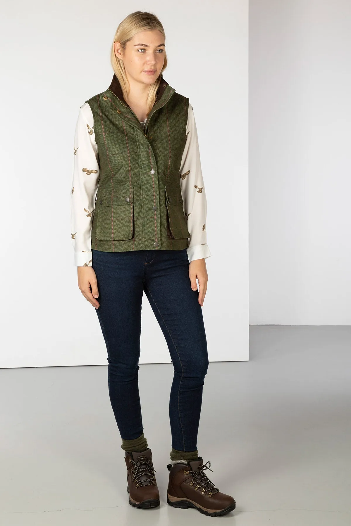 Ladies Tweed Print Gilet - Danby