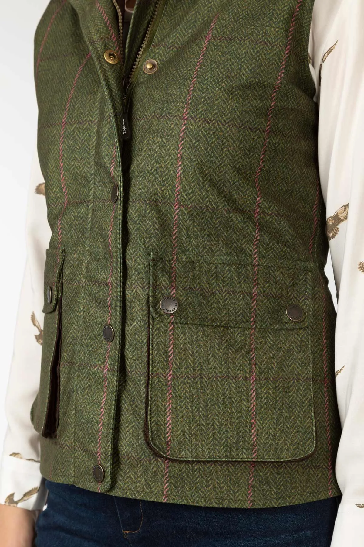 Ladies Tweed Print Gilet - Danby