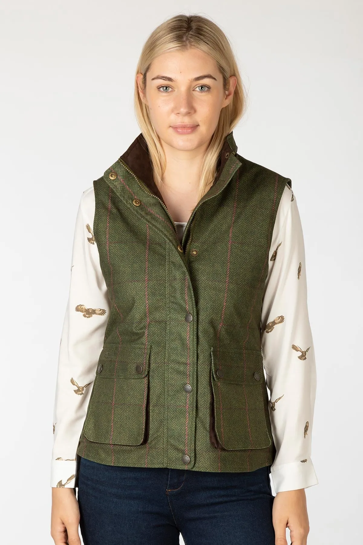 Ladies Tweed Print Gilet - Danby