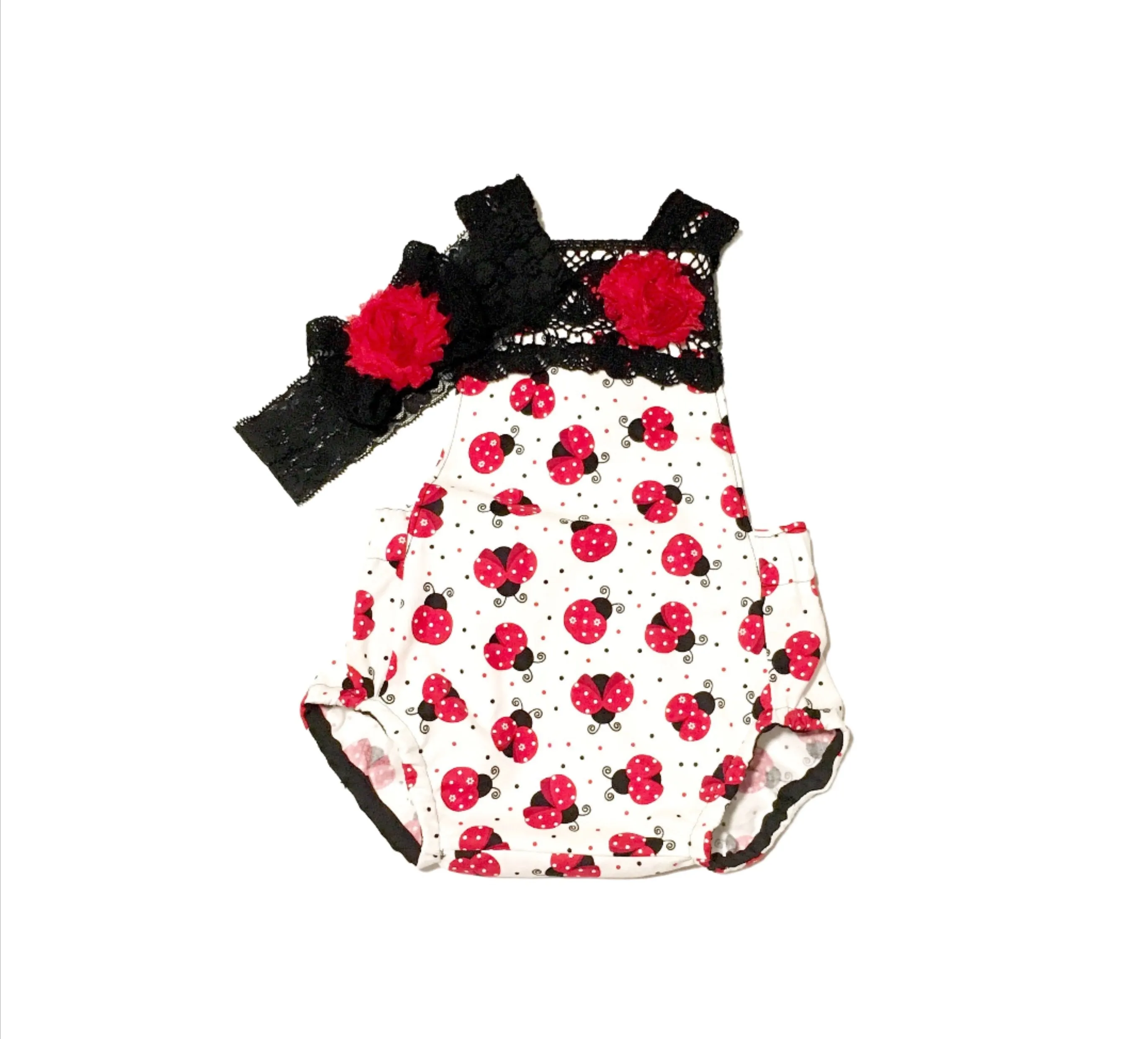 Ladybug Baby Romper with Headband