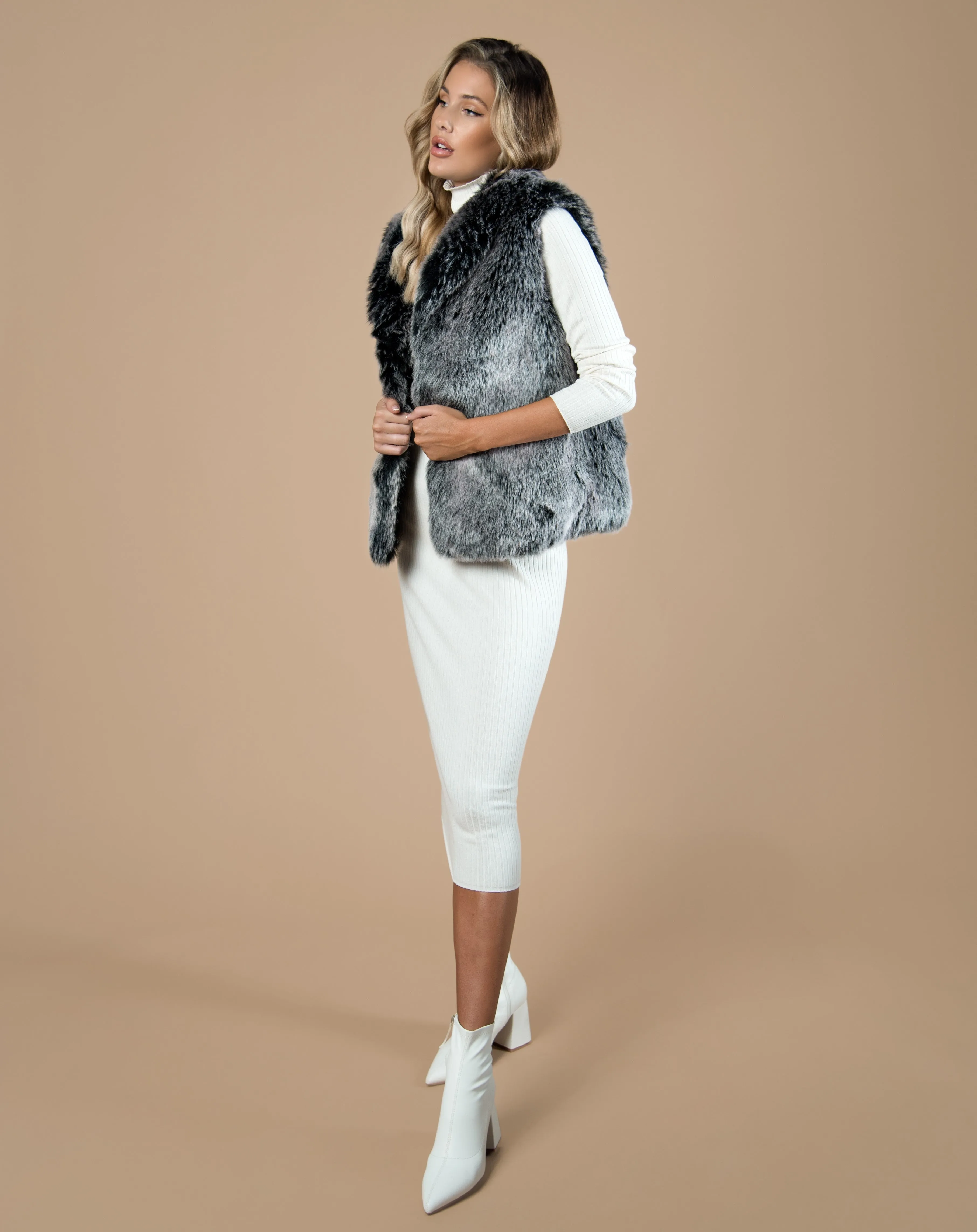 Lapel Faux Fur Gilet