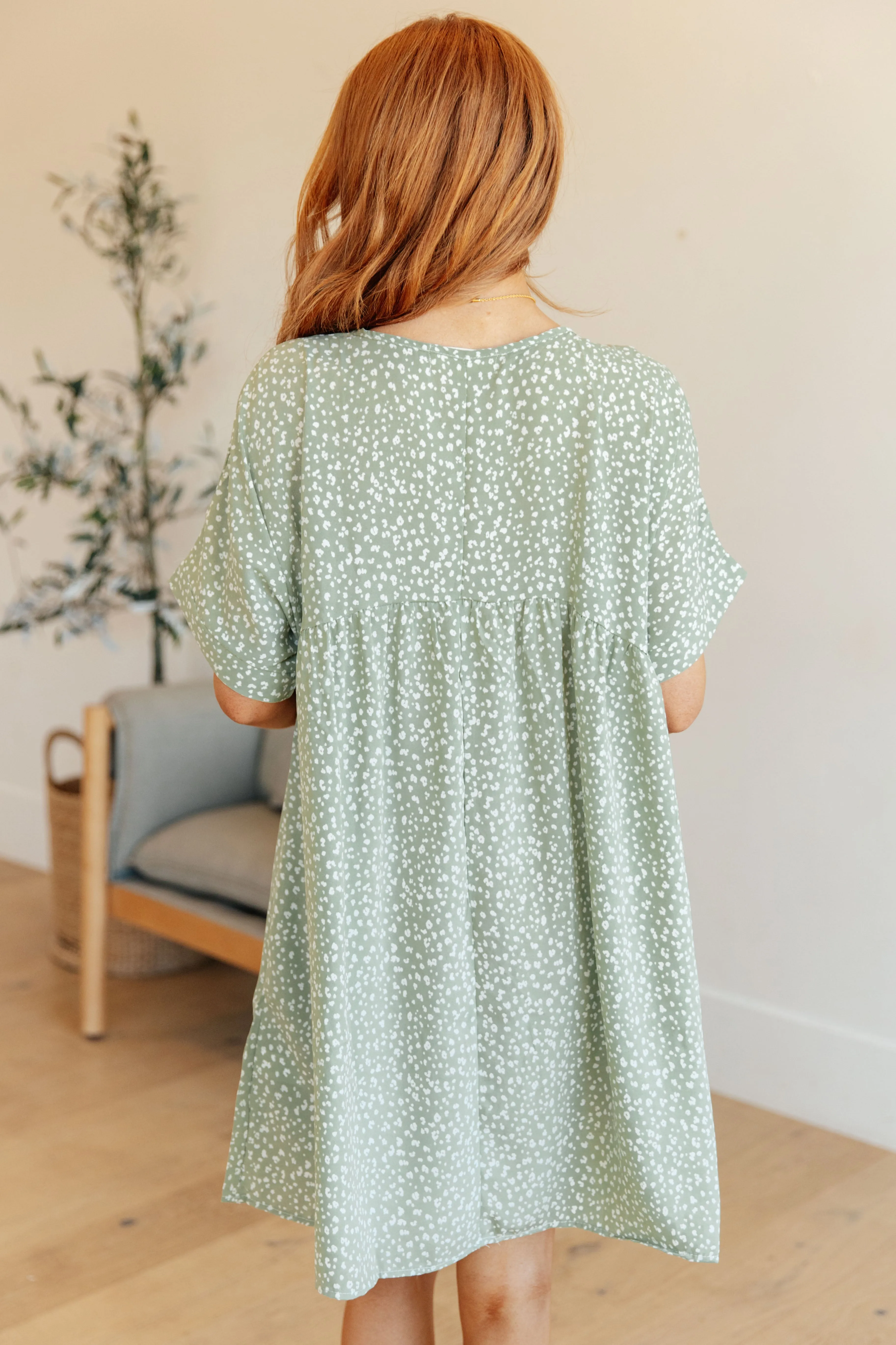 Leigh Dolman Sleeve Dress in Green Floral