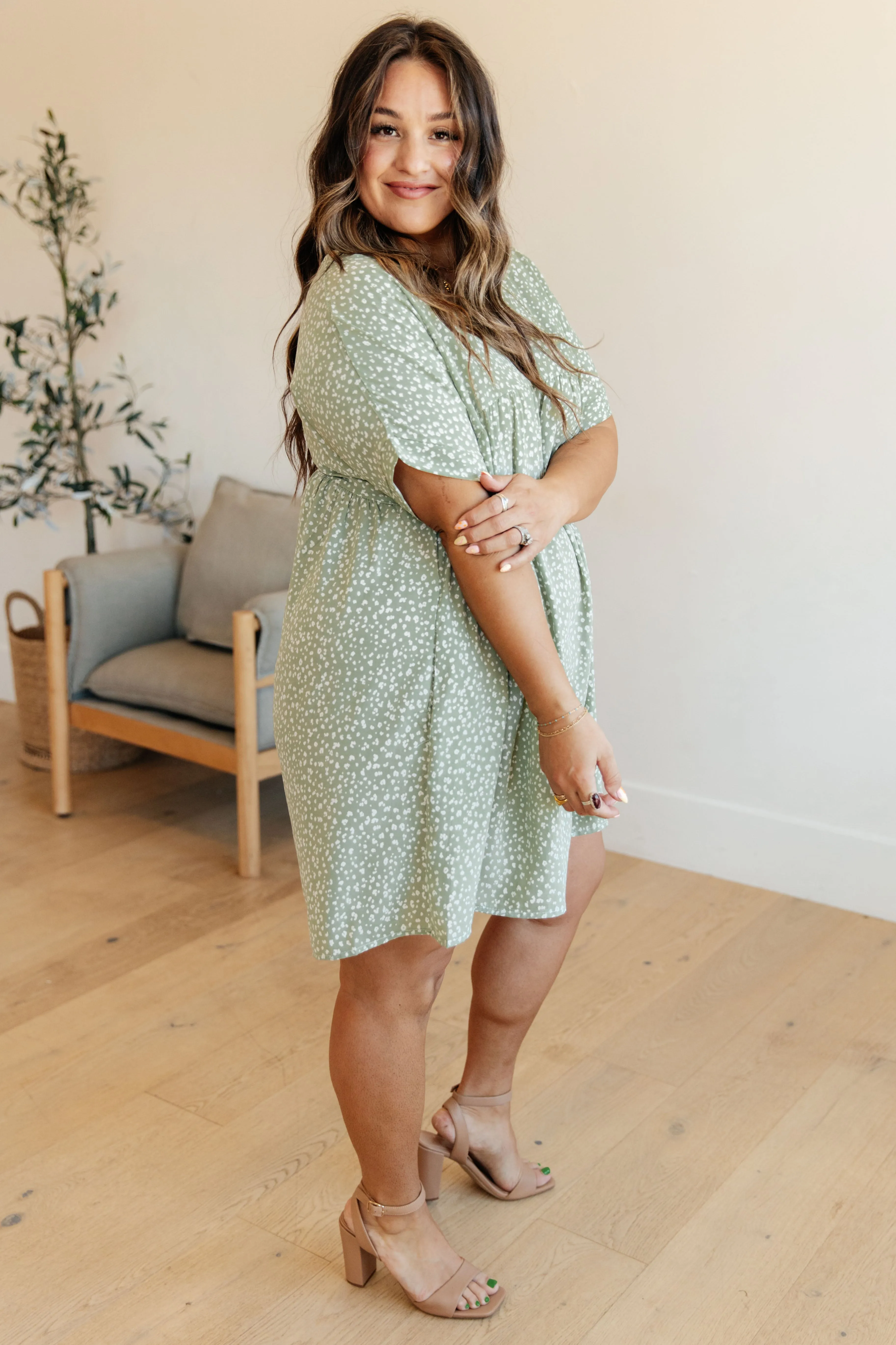 Leigh Dolman Sleeve Dress in Green Floral