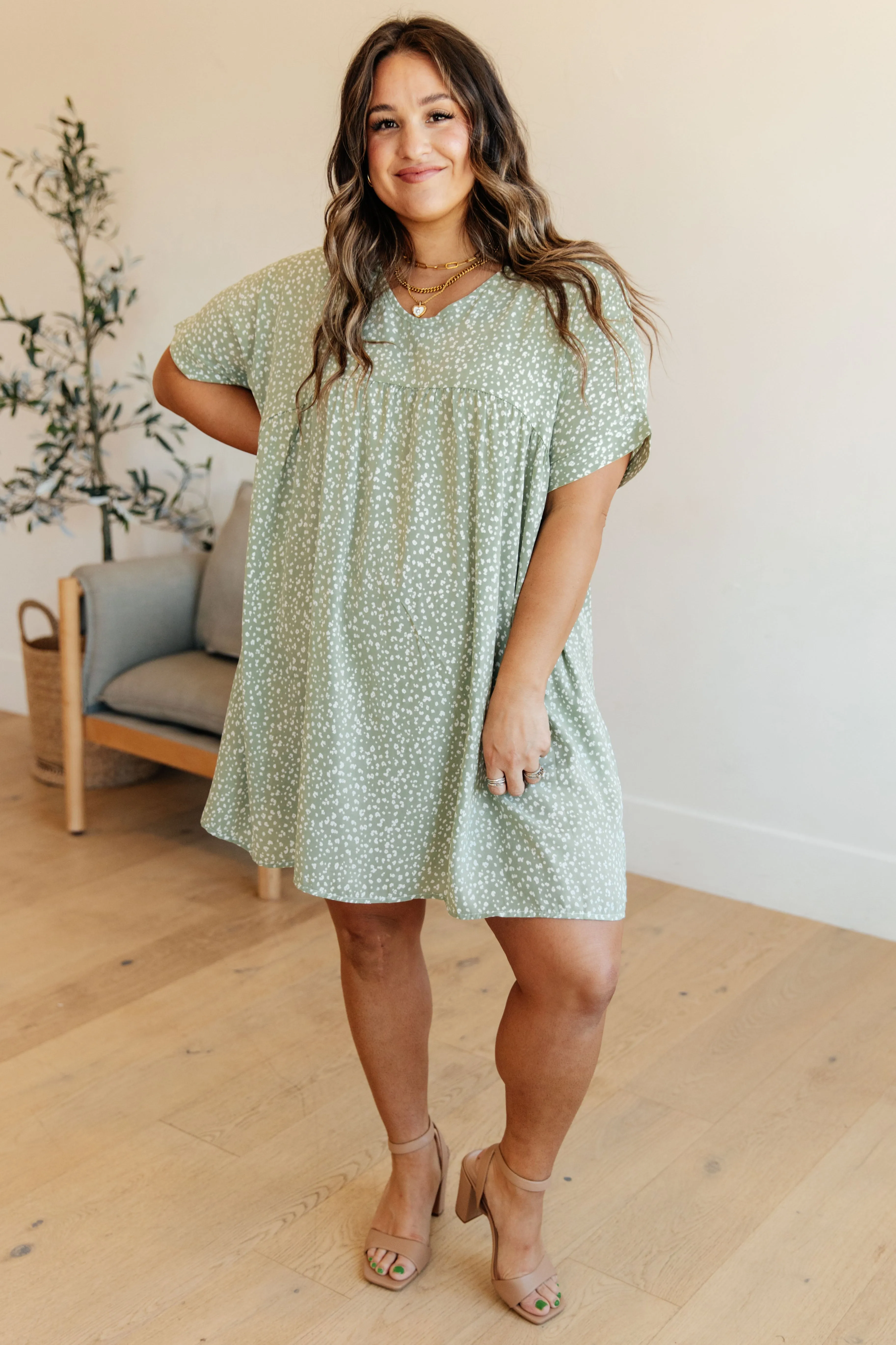 Leigh Dolman Sleeve Dress in Green Floral