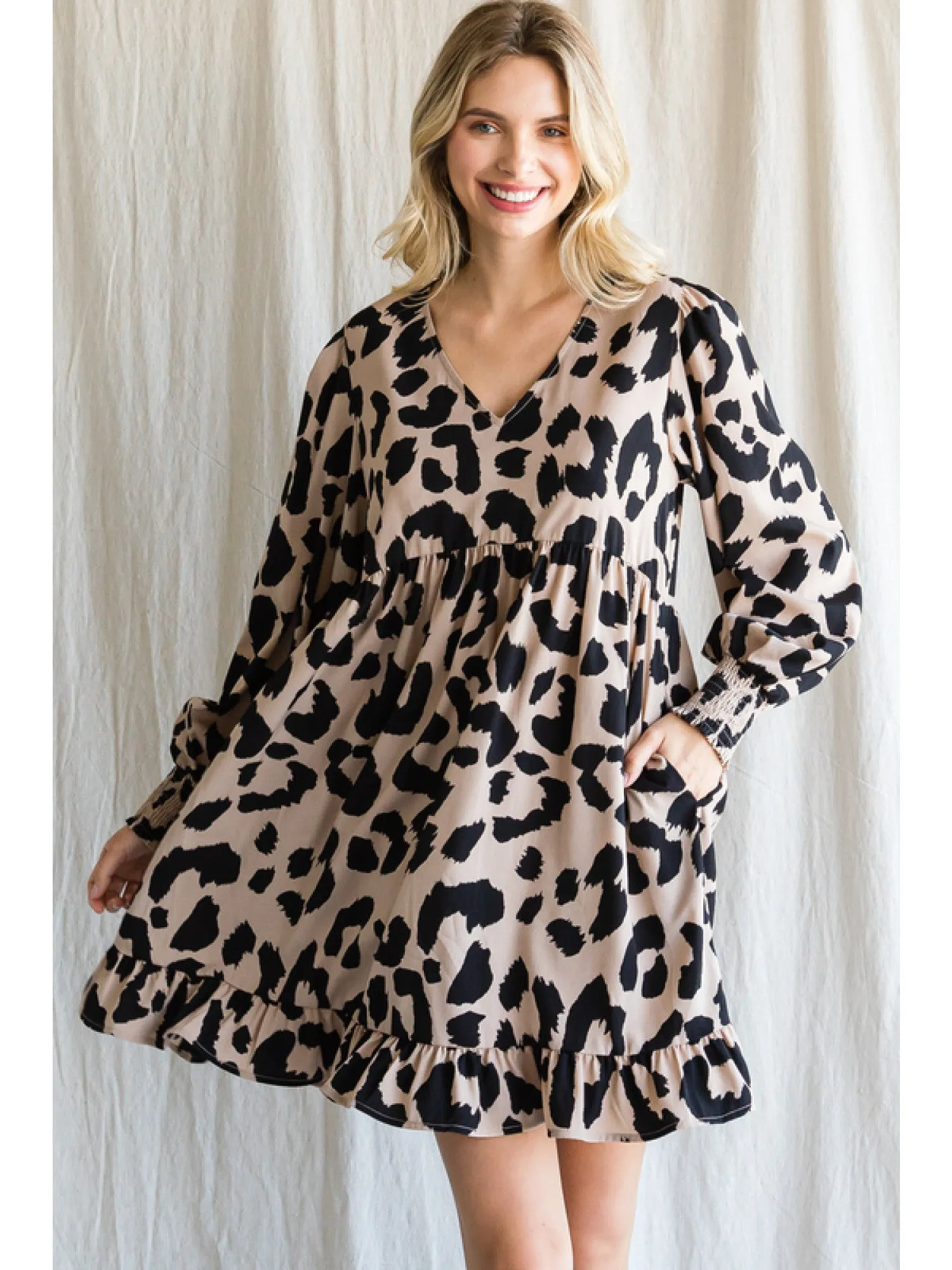 LEOPARD BABYDOLL DRESS