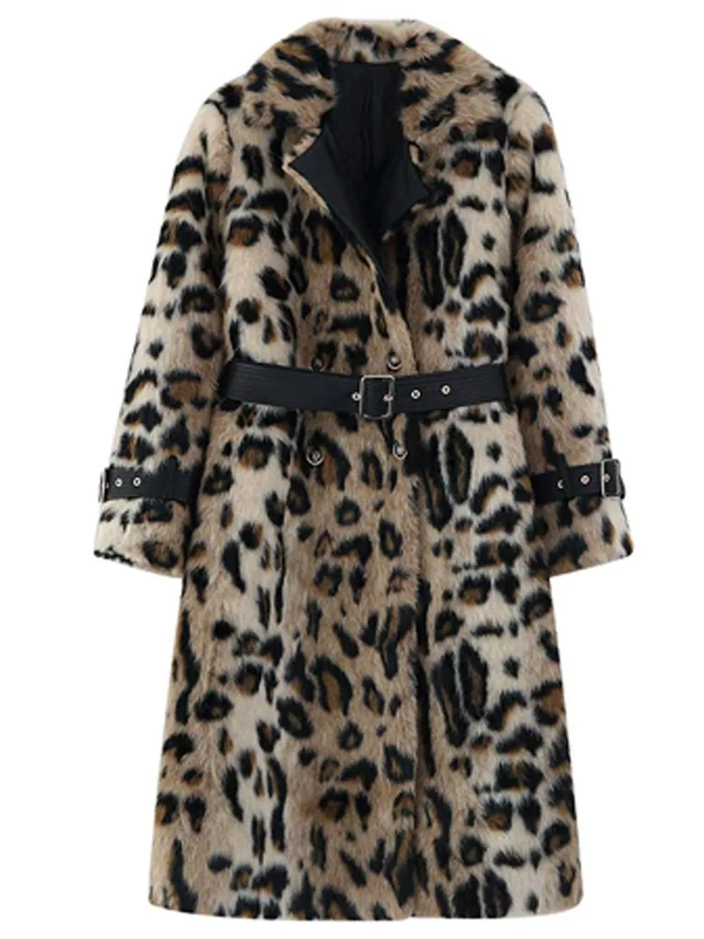 Leopard Faux Fur Trench Coat