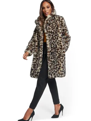 Leopard-Print Faux-Fur Coat