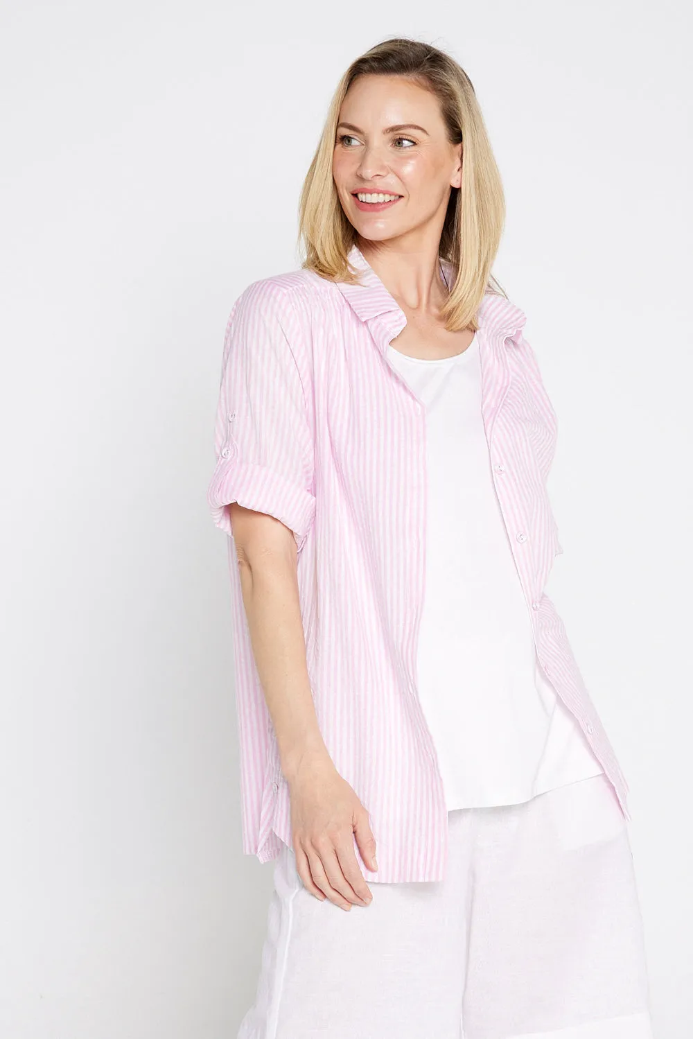 Linderman Cotton Shirt - Pink Stripe