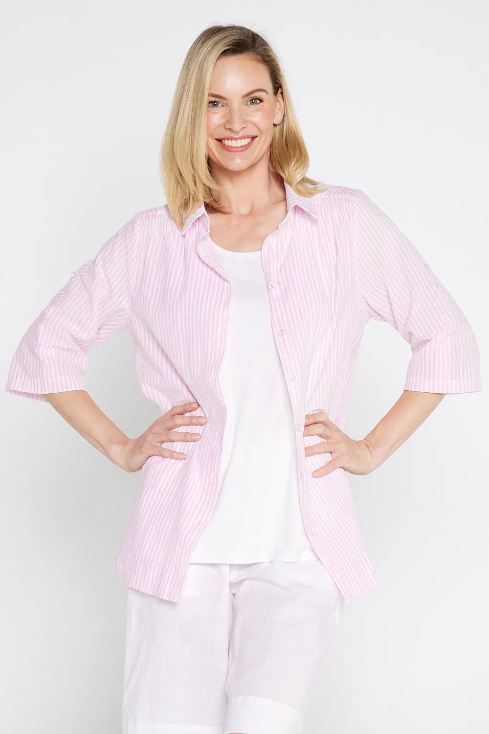 Linderman Cotton Shirt - Pink Stripe