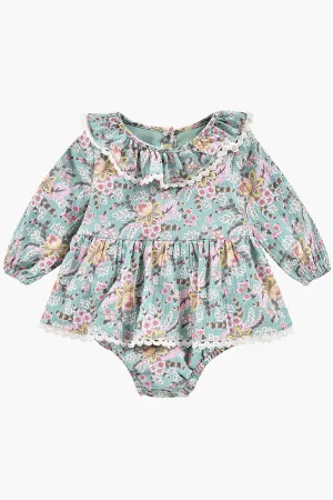 Louise Misha Ghilena Baby Girls Romper - Blue French Flowers (Size 12M left)