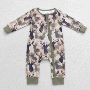 LR0662 baby boy clothes hunting camo deer zipper winter romper