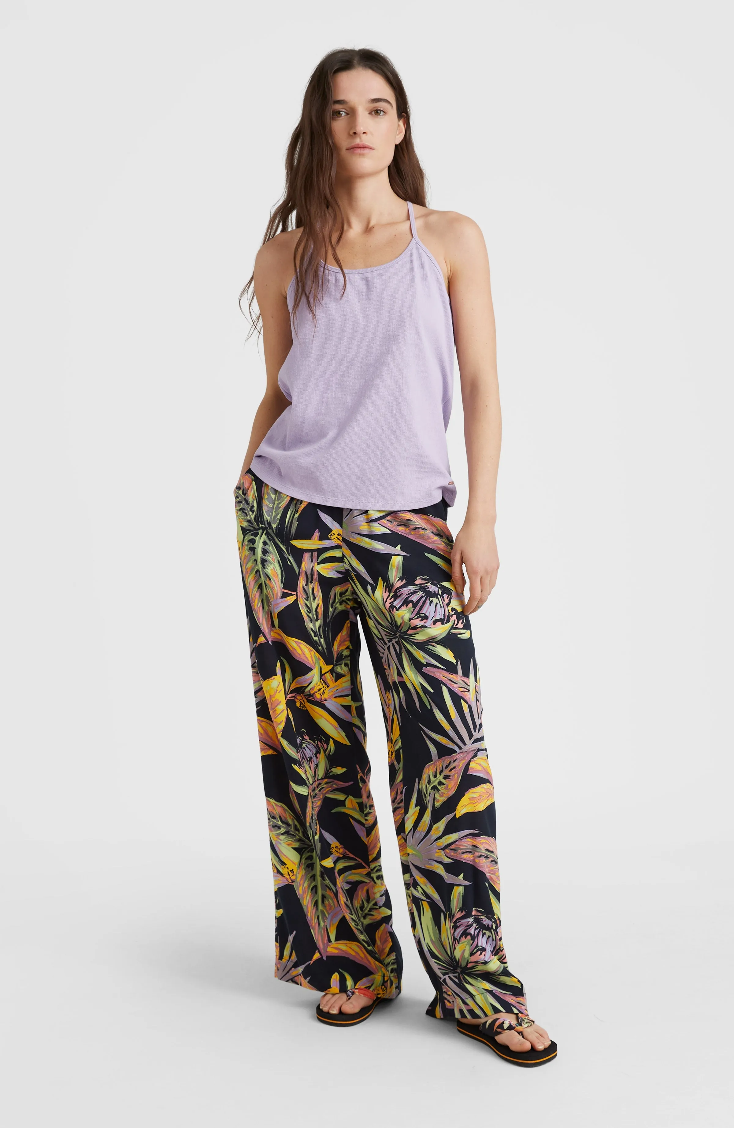 Malia High-Waist Beach Pants | Black Tropical Flower