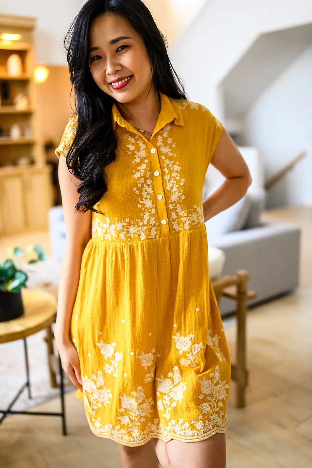 Marigold Embroidered Dress