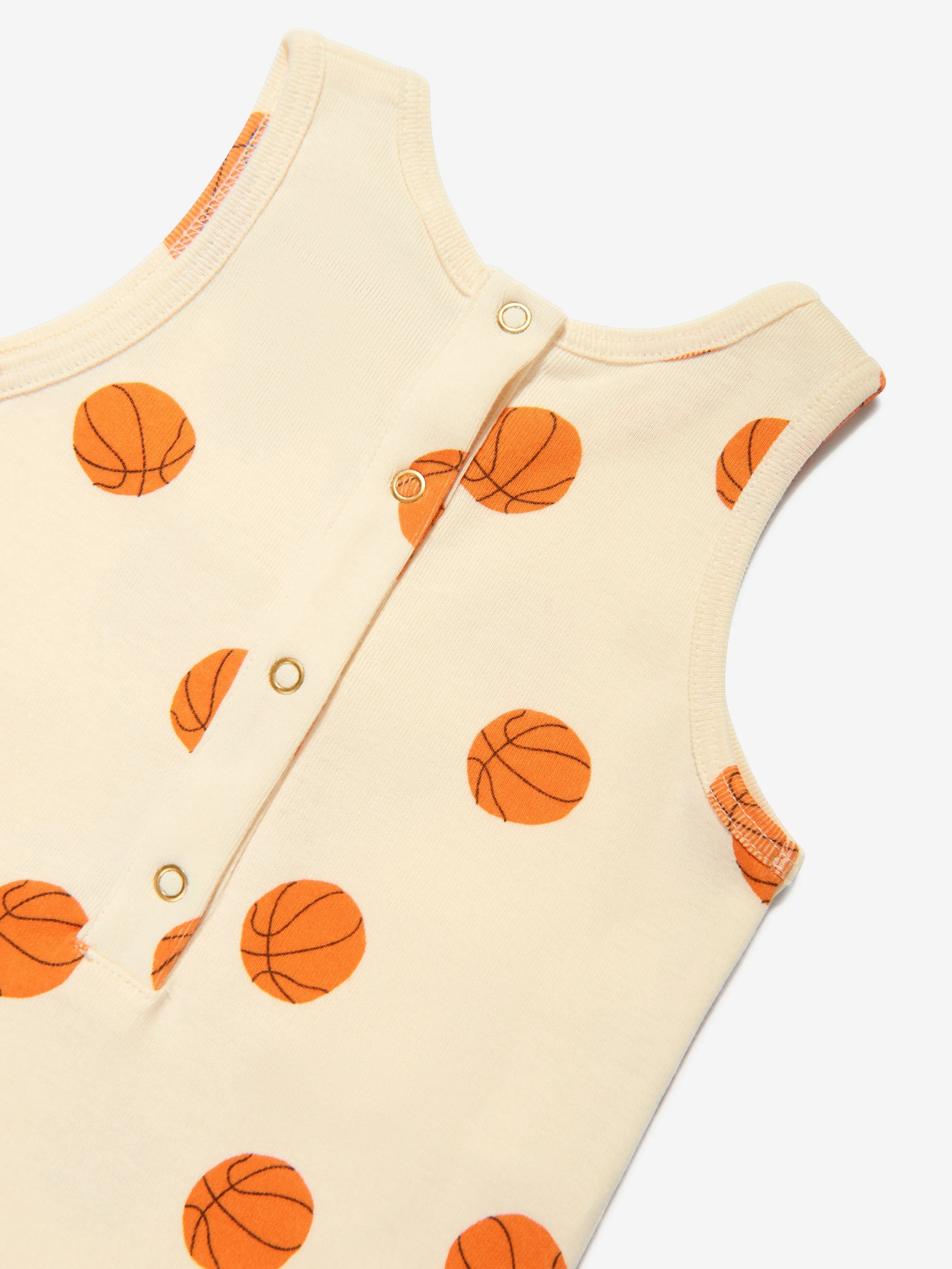 Mini Rodini Baby Basketball Romper in Ivory