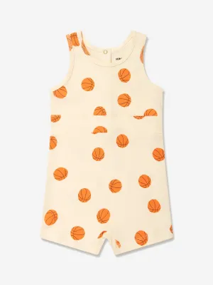 Mini Rodini Baby Basketball Romper in Ivory