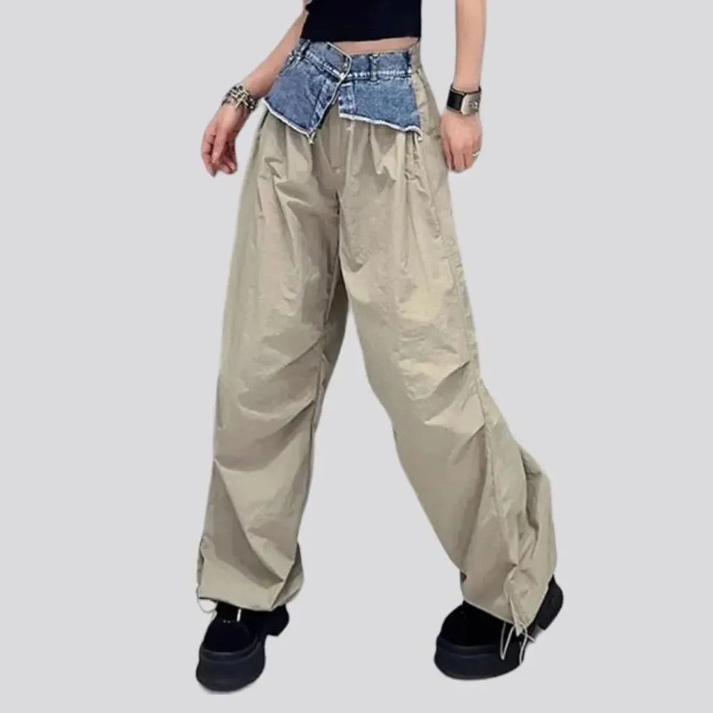 Mixed-fabrics women's denim pants