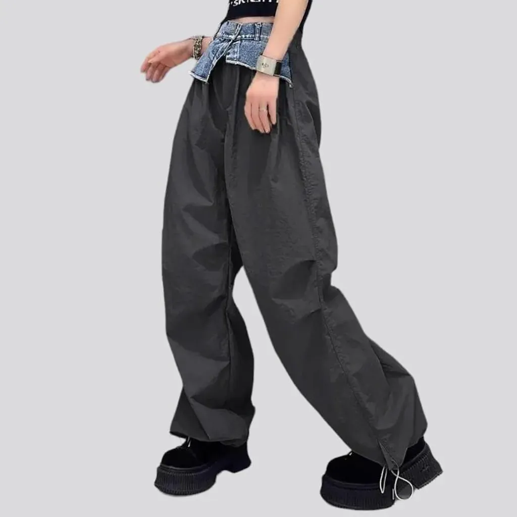 Mixed-fabrics women's denim pants