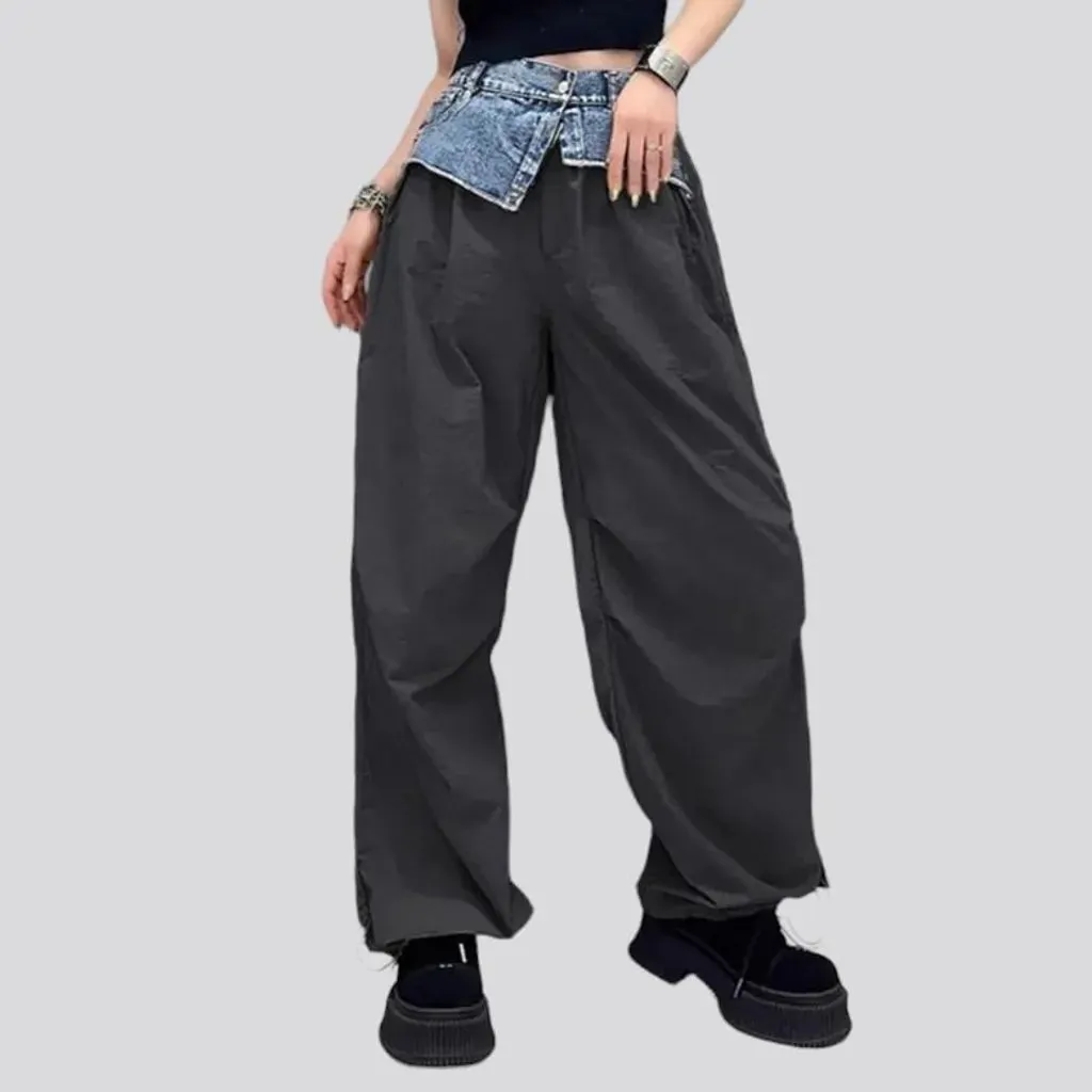 Mixed-fabrics women's denim pants